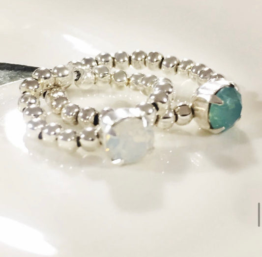 Silver bead stretchy Swarovski